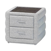 Baxton Studio Cadmus Modern Light Grey Channel-Tufted Fabric 2-Drawer Nightstand